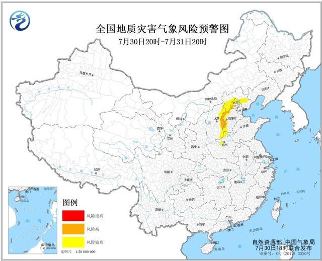 北京西南部、河北西部等地发生地质灾害气象风险高